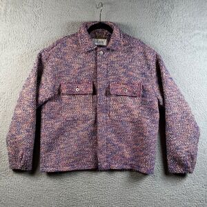 Goodboy Tweed Jacket Multi Color Blue Red Textured Boxy Shacket One Size Fit All